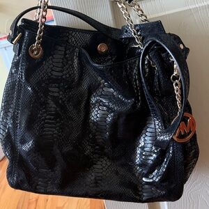 Michael Kors Black Snake Print Shoulder Bag